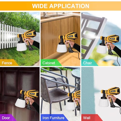 VONFORN Paint Sprayer, 700W Spray Paint Gun with 4 Nozzles & 3 Patterns - color: Yellow