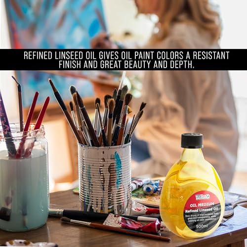 U.S. Art Supply Refined Linseed Oil, 500ml (16.9 oz) Fluid Medium - size: 16.91 Fl Oz (Pack of 1)