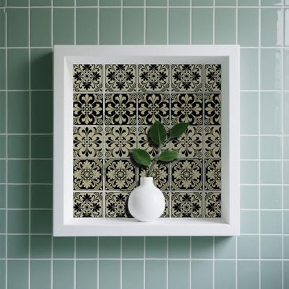 36 Pcs 4 Styles Retro Bohemian Patten Tile Sticker Green Patten Wall Tile Stickers Waterproof Self Adhesive Stick on Decals for Kitchen Bathroom Wall Art 4×4 Inch - color: Colorful