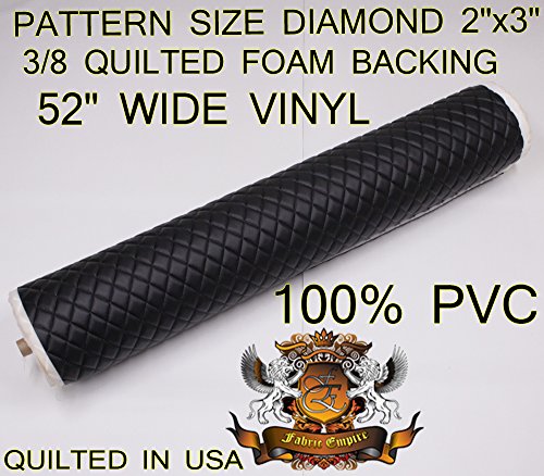 Vinyl Quilted Foam Fabric with 3/8" Foam Backing Upholstery / 52" Wide/Sold by The Yard/FABRIC EMPIRE (Black, Diamond 2" x 3") - color: Black, size: Diamond 2" x 3"