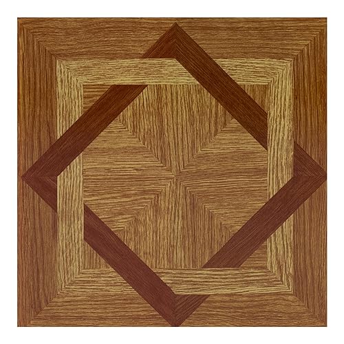 Tivoli Self Adhesive Vinyl Floor Tiles, 45 Tiles, 12 x 12 in, Peel & Stick - color: Wood Diamond