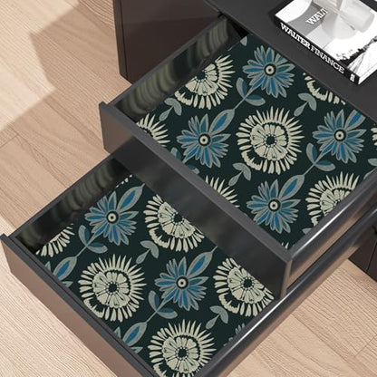 BOKEBEVE Boho Floral Peel and Stick Wallpaper Dark Green 17.5 x 393.5In - color: Dark Green, size: 17.5" x 393.5"