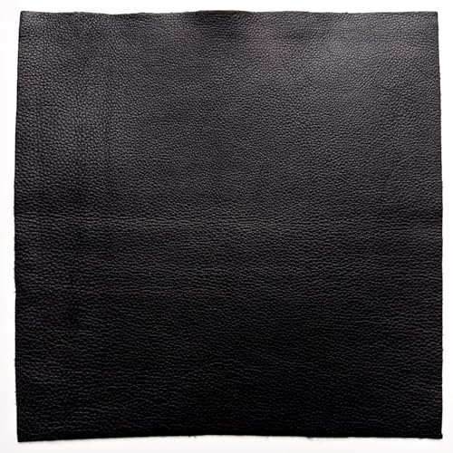 Natural Grain Cow Leathers: 12'' x 12'' Pre-Cut Leather Pieces (Black, 5 Pieces) - color: Black, size: 5 Pieces