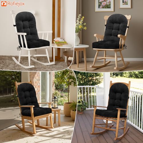 Rocking Chair Cushion, 44 x 19 x 4 Inch, Black Charcoal - color: Black Charcoal