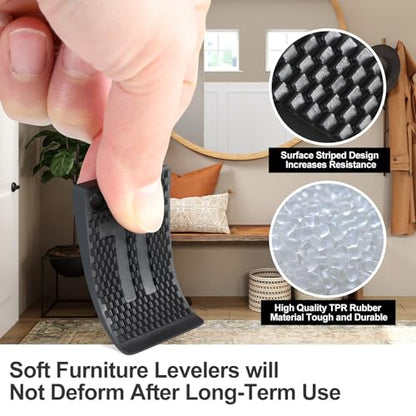 Furniture Levelers Pads,20 Pack Flexible Rubber Table Leveling Shims for Home Improvement - Level Wedges,Cabinet Shims、Chair Shims、Table Leg Leveler, Waterproof Non-Slip, Stackable(Black) - size: Leg pads