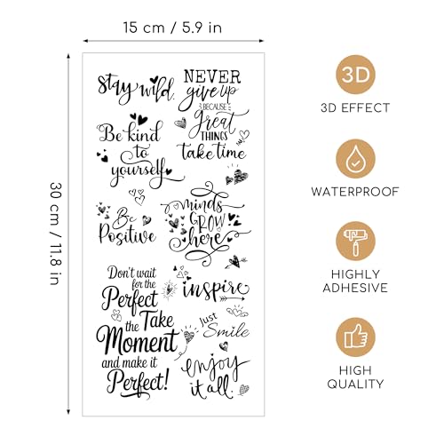 Joeyan 3 Sheets Rub On Transfers for Crafts and Furniture Inspirational Words Rub on Transfer Stickers Motivational Quote Decals for Wood Glass Metal Canvas Porcelain Plastic DIY Craft Home Decor - style: Inspirational Words