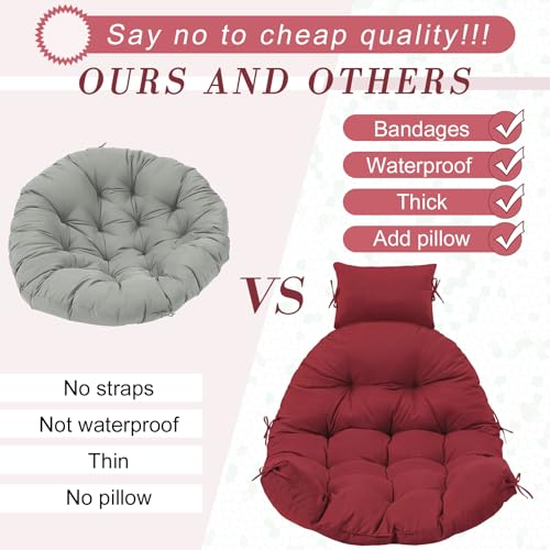 Tudomro Brick Red Waterproof Egg Chair Cushion with Pillow Filling 2.58 kg Replacement Rocking Wicker Chair Cushion 48" x 32" High Back Hanging Swing Hammock Pad Thicken for Outdoor Patio Garden - color: Brick Red