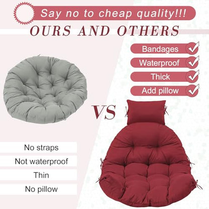 Tudomro Brick Red Waterproof Egg Chair Cushion with Pillow Filling 2.58 kg Replacement Rocking Wicker Chair Cushion 48" x 32" High Back Hanging Swing Hammock Pad Thicken for Outdoor Patio Garden - color: Brick Red