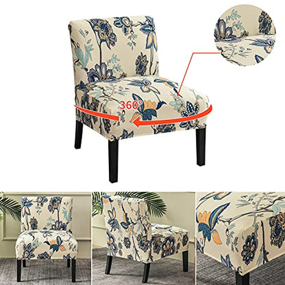 Eco-Ancheng Armless Chair Slipcover Removable Armless Accent Chairs Covers Washable Armless Slipper Chair Slipcover Printed Armless Chair Furniture Protector Covers for Living Dining Room Hotel - color: A14