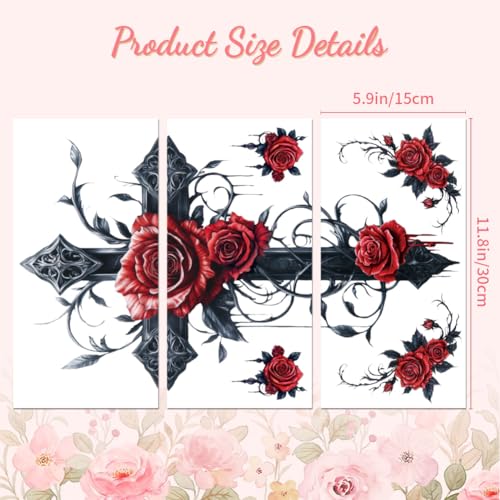 Peacoblue Cross and Roses Rub On Transfers for Furniture Craft 6"x12" - style: Cross and Roses