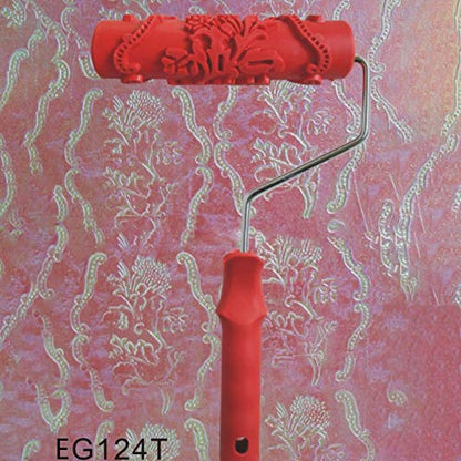 Utoolmart 7" Home Wall Rubber Paint Roller 175mm Wooden Grain Painting Roller with Plastic Handle 1Pcs - size: EG124T