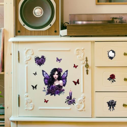 Peacoblue Dark Butterfly Fairy Rub On Transfers for Furniture Craft 6"x12" - style: Dark Butterfly Fairy