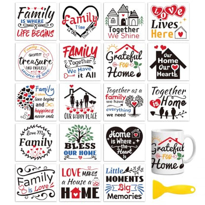 Peacoblue Family Warm Words Rub On Transfers for Craft, Transfer Sticker - style: Family Warm Words