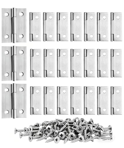 20 PCS 1.75 * 1.25 inches Stainless Steel Mini Small Hinges with Screws, Suitable for DIY Wooden Boxes, Small Cabinets, Jewelry Boxes Flat Hinges, Furniture, Woodworking Craft Project, Silver - size: 1.75IN-20PCS