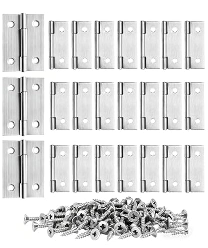 20 PCS 1.75 * 1.25 inches Stainless Steel Mini Small Hinges with Screws, Suitable for DIY Wooden Boxes, Small Cabinets, Jewelry Boxes Flat Hinges, Furniture, Woodworking Craft Project, Silver - size: 1.75IN-20PCS