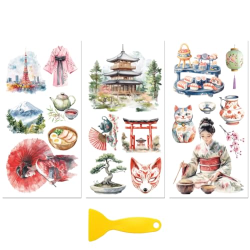 Peacoblue Japanese Series Rub On Transfers for Furniture Craft 6"x12" - style: Japanese Series