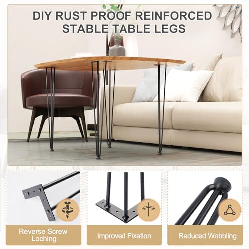 18 Inch Hairpin Table Legs , 3 Rods, Black, , 4PCS, 900 Lbs Load Capacity - size: 18in