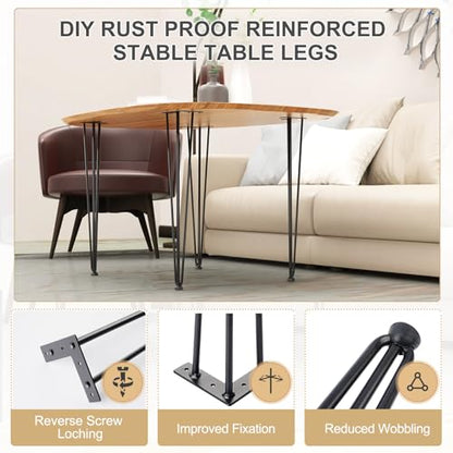 18 Inch Hairpin Table Legs , 3 Rods, Black, , 4PCS, 900 Lbs Load Capacity - size: 18in