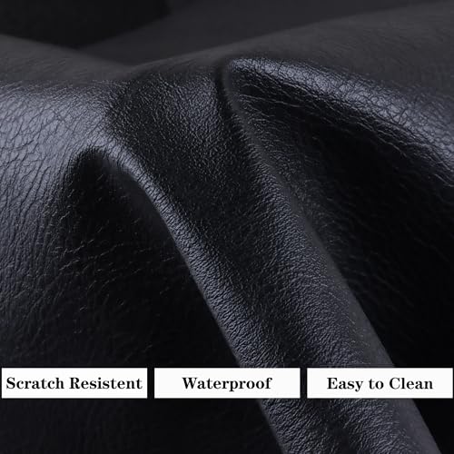 HGUAN Black Faux Leather Sheets 1 Yard Cut 54"x36" Suitable for Upholstery Furniture Seat, Handmade DIY Projects (Black) - color: Black, size: 54"X36"