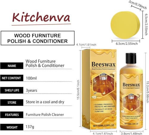 Wood Polish Beeswax Conditioner, Waterproof, Restore Furniture Floor Table