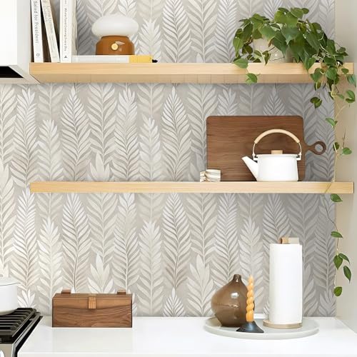 Modern Peel and Stick Wallpaper Self Adhesive Boho Leaves Contact Paper - size: 17.3" x 118.1"