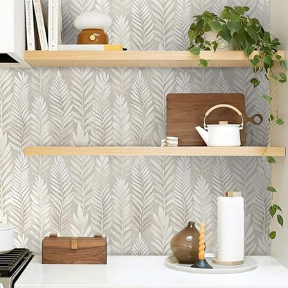 Modern Peel and Stick Wallpaper Self Adhesive Boho Leaves Contact Paper - size: 17.3" x 118.1"