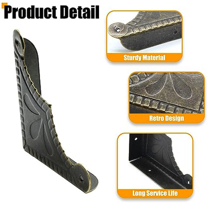 Antique Box Corner Protectors, 2.3"x2.3"x0.5", 30Pcs - size: 2.3"x2.3"x0.5"