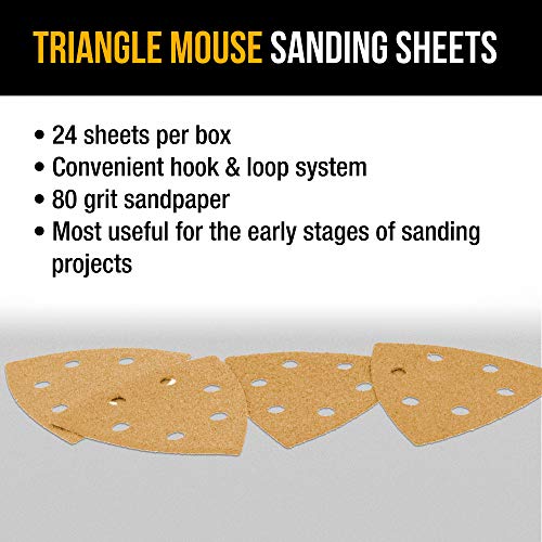 Dura-Gold Premium Triangle Mouse Sanding Sheets - 80 Grit (Box of 24) - 6 - size: 80-Grit