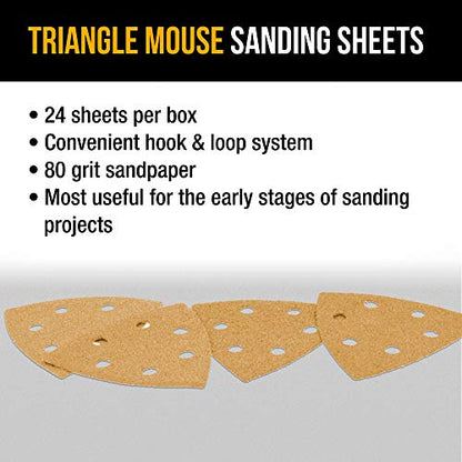 Dura-Gold Premium Triangle Mouse Sanding Sheets - 80 Grit (Box of 24) - 6 - size: 80-Grit