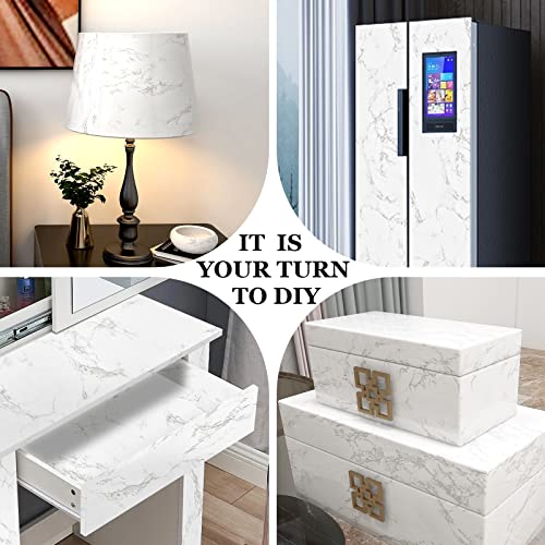 Marble Contact Paper White Peel and Stick Wallpaper for Kitchen Countertop - color: Gray/White, size: 17.7" x 393.7"