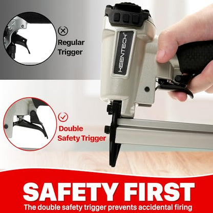 KEENTECH Pneumatic Staple Gun 21GA with 3000pcs 1/2" Crown Staple1/4-5/8" - color: Silver, size: 21 Gauge 8016
