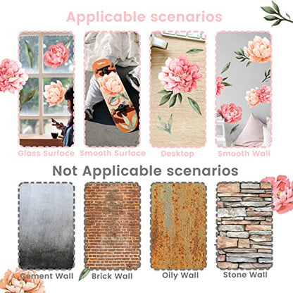 Watercolor Peony Flower Wall Decals for Living Room