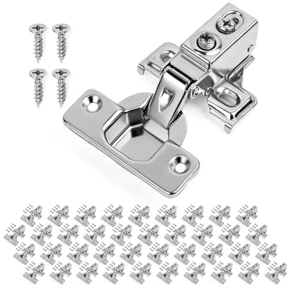Mousike 40 Pack (20 Pair) Soft Close Cabinet Hinges, 1/2 Overlay Soft Close Hinges for Kitchen Cabinet, Stainless Steel, Built-in Damper, 100 Degree Opening Angle, 6 Way Adjustment - color: Silver, size: 40 Pack