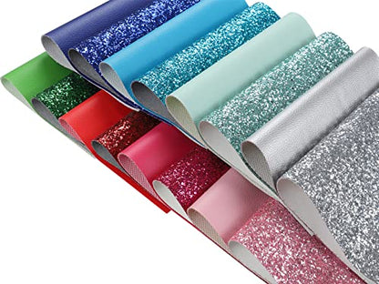 Chunky Glitter Faux Leather Sheets: Picheng Leather Fabric Sheets for DIY - color: Solid Chunky Glitter 16pcs