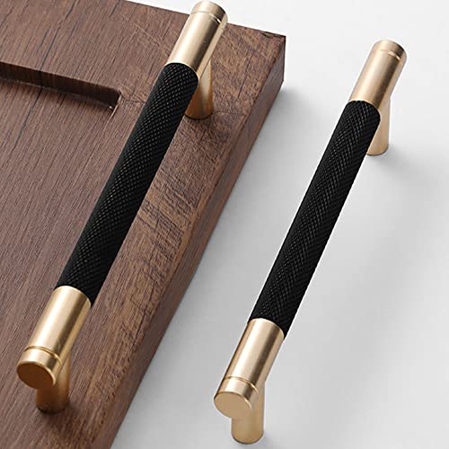 24 Pack 5 Inch 128 mm Bar Cabinet Pulls Gold and Black Knurled Handles for Brushed Gold Drawer Pulls Cupboard Aluminum Handles - color: Gold and Black, size: 5 Inch
