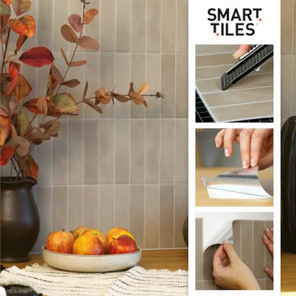 Smart Tiles Peel and Stick backsplash, Stacked Burgundy Red, 11.43"x9" - color: Burgundy Red