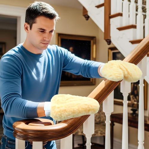 6 Pcs Paint Mitt Gloves with thumb Microfiber Terry for Railing