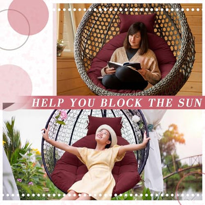 Tudomro Brick Red Waterproof Egg Chair Cushion with Pillow Filling 2.58 kg Replacement Rocking Wicker Chair Cushion 48" x 32" High Back Hanging Swing Hammock Pad Thicken for Outdoor Patio Garden - color: Brick Red