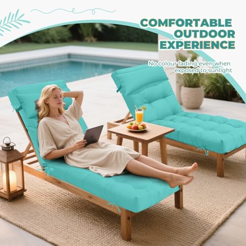 76 x 22 x 4.7 Waterproof Chaise Lounge Chair Cushion Outdoor Teal7# - color: Teal, size: 1 Pack