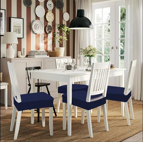 Smiry Stretch Jacquard Seat Covers for Dining Room Chairs Set of 2 - color: Federal Blue, size: Set of 2