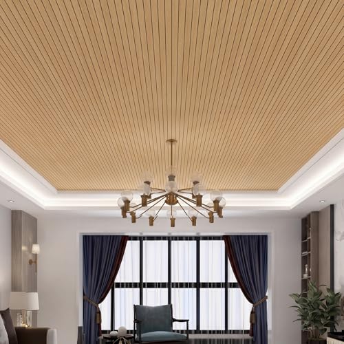 Geelin Peel and Stick PVC Wood Slat Wall Panel Decor 118" x 15.75", Oak - color: Oak