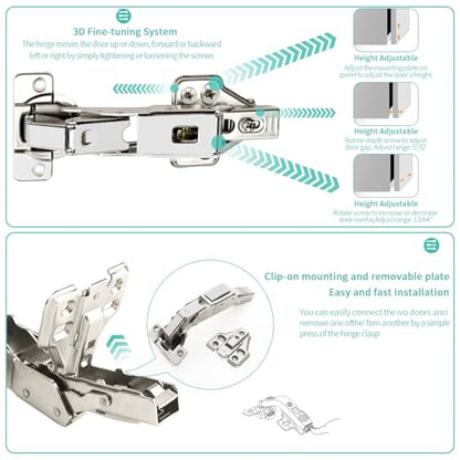 2 Pack 165 Degree Soft Close Kitchen Cabinet Door Hinges, Face Frame Kitchen Hinges, Soft Close Multi-Pivot Concealed Hardware for Corner Kitchen,Cupboard Folded, Folden Door