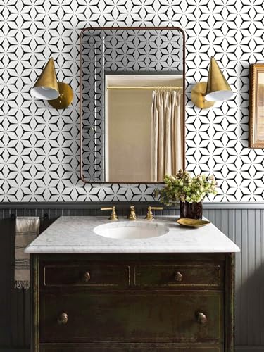 Heroad Wall Paper Peel and Stick Modern Black and White Wallpaper Peel and Stick Boho Geometric Contact Paper for Cabinets and Drawers Renter Friendly Self-Adhesive Removable Waterproof 17.7” x 393” - color: Black/White, size: 17.7" x 393"