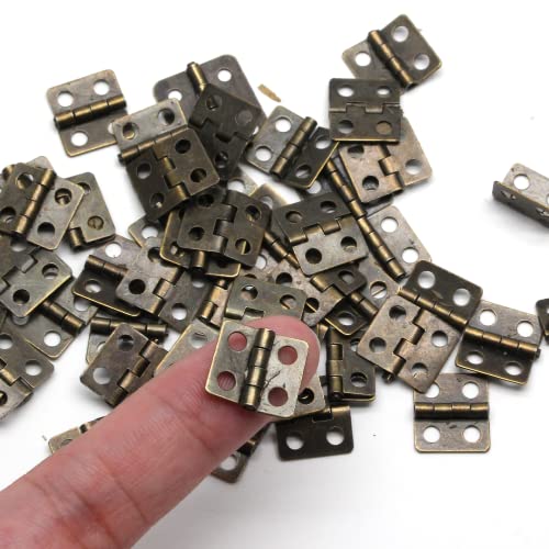 BokWin Mini Hinge for Wooden Jewelry Box, 50PCS, 13 x 12 mm