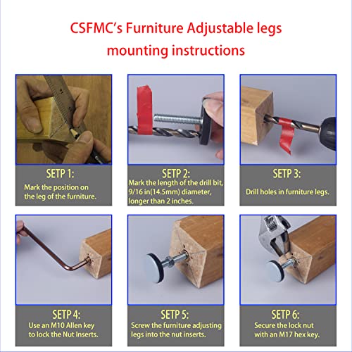 Furniture Leveler PTFE(Teflon) Bottom(50mm Large Base),Thread Shank(3/8-16) Adjust Pads,Table/Chair/Cabinet/Sofa Medium Adjustable Legs Leveling,Nuts Installation and Floor Protection(4 Pack) - size: 50mm Base 3/8-16 x 2", 4 Pack