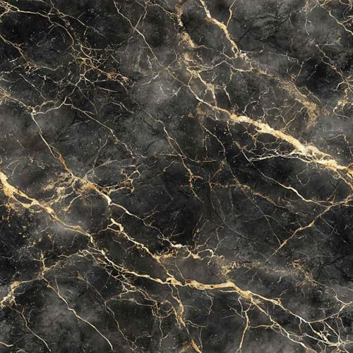 Black Marble Peel and Stick Wallpaper, Gold Vein Stone Wallpaper - color: ML-M058, size: 17.7" x 118"