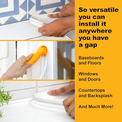 InstaTrim Flexible, Self-Adhesive Caulk Strip Sealant, 3/4" x 10', White - color: White, size: 3/4 in x 10 ft