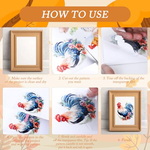 6 Sheets Chicken Farm Sunflower Rub on Transfers for Crafts - style: Chicken