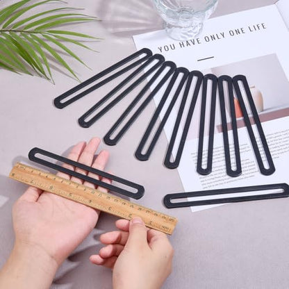 SUPERFINDINGS 10Pcs Flat Mending Plate Steel Repair Bracket 6.14 Inch Length Adjustable Bracket Furniture Connecting Plate for Chair Leg Repair Wood Furniture Bracket,Black - color: Black