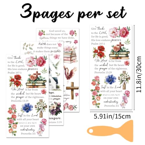 3 Sheets Classical Bible Rub On Transfers for Crafts-5.9 x 11.8 inches Easy-to-use Rub on Transfer Decals for Wood,Glass, Leather,Porcelain,Craft Projects-Home Decoration Stickers - style: Biblical words